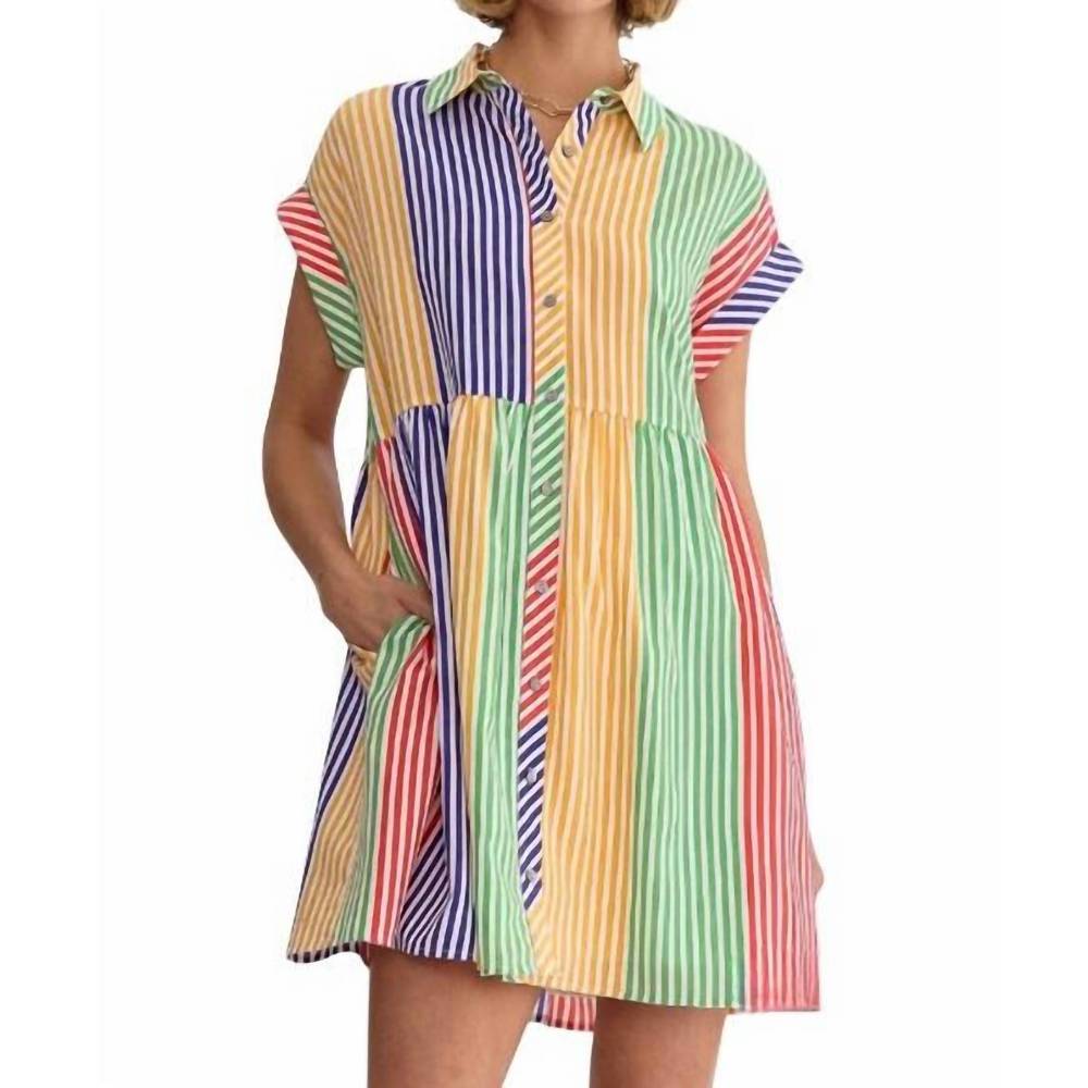 Entro Multicolor Striped Mini Dress